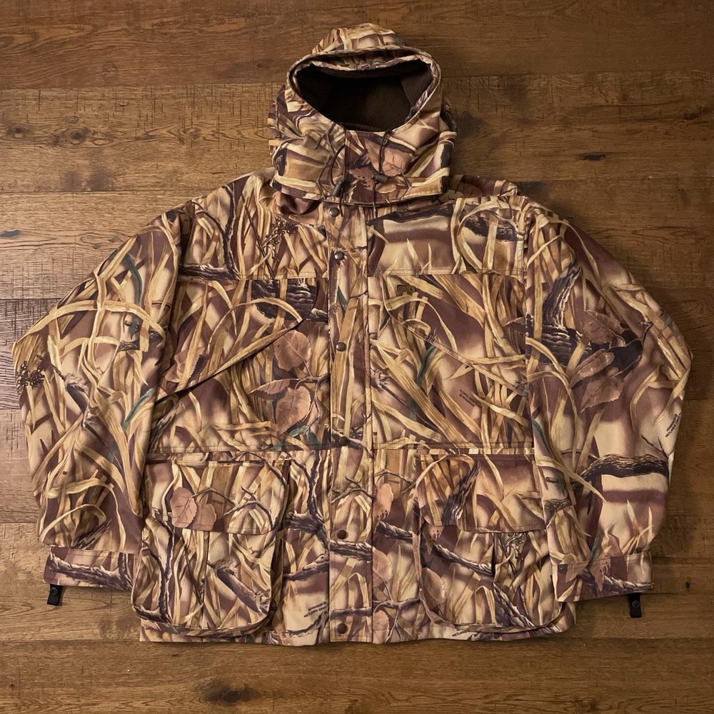 Woolrich 2 in 1 Jacket Mens XL Brown Camo Gorpcore Wetlands Realtree Hunting